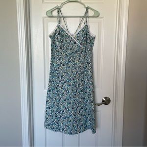 Vintage Casual Corner Stretch Floral Dress Blue Women's Size 8